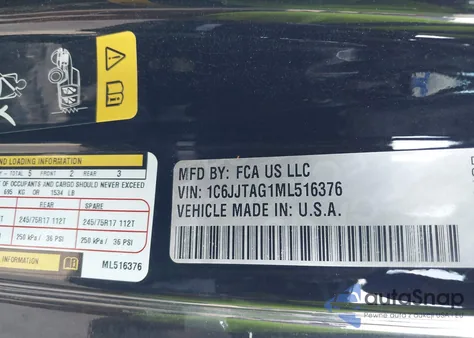 2021 Jeep Gladiator Sport S 4X4 из США, поврежденный, VIN 1C6JJTAG1ML516376